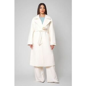 Palton Handmade din Lana si Casmir Off White 14603 imagine