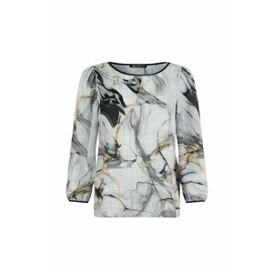 Bluza cu imprimeu abstract si decolteu rotund - Gri imagine