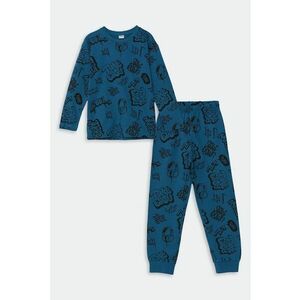 Pijama din bumbac cu model text imagine