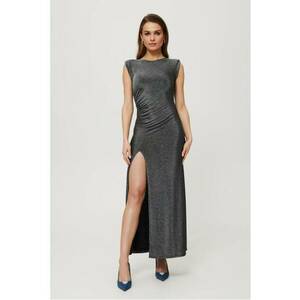 Rochie maxi metalica cu crapatura pe picior - imagine