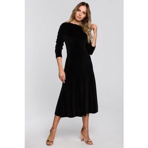 Rochie midi din velur cu maneci 3/4 - imagine