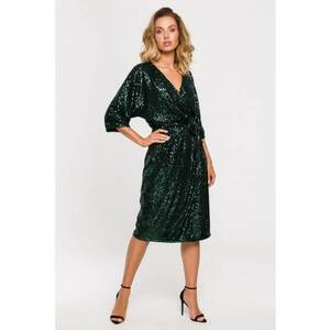 Rochie midi cu paiete legata in talie - imagine