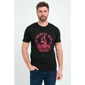 Tricou barbat cu detalii imprimeu logo - Negru imagine