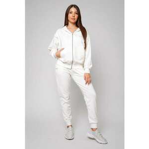 Set Hypera hanorac cu fermoar si pantalon Off White Alb imagine