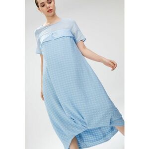 Rochie maxi lejera cu insertii gingham imagine