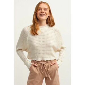 Pulover crop cu aspect perforat imagine