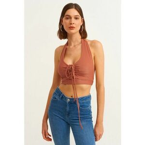 Top crop uni cu model halter imagine