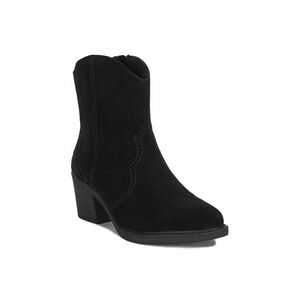 Botine cu toc Y125100 - Piele intoarsa - Negru imagine