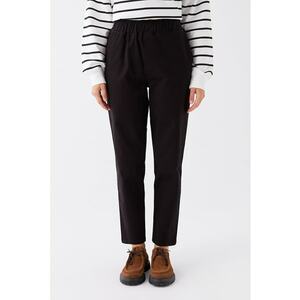 Pantaloni crop cu croiala conica si talie elastica imagine