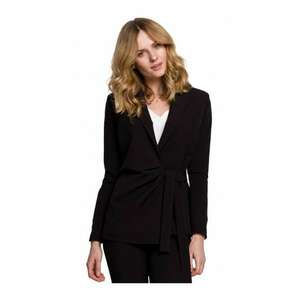 Blazer elegant Cu curea - Poliester - Elastan - Negru imagine