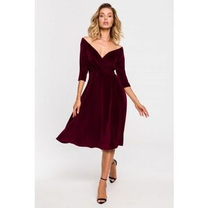 Rochie midi evazata din catifea - imagine