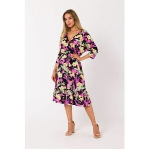 Rochie imprimata cu model floral si decolteu cache-coeur - imagine