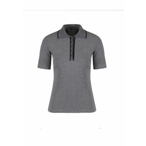 Tricou polo cu tesaturi contrastante - Gri imagine