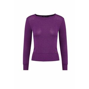 Pulover tricotat fin cu insertii din lurex - Violet imagine