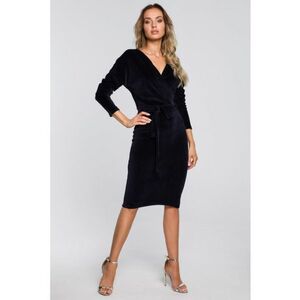 Rochie bodycon din catifea cu decolteu in V - imagine