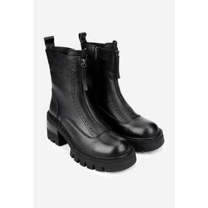 Botine dama piele naturala neagra imagine