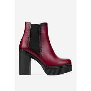 Botine dama bordo din piele naturala imagine