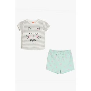 Set de tricou cu imprimeu grafic si pantaloni scurti - 2 piese - fete imagine