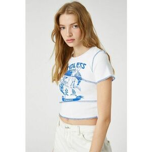 Tricou crop cu imprimeu grafic imagine