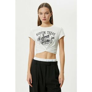 Tricou crop din amestec de bumbac cu imprimeu grafic imagine