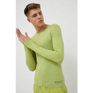 4F longsleeve pentru alergare culoarea verde, neted imagine