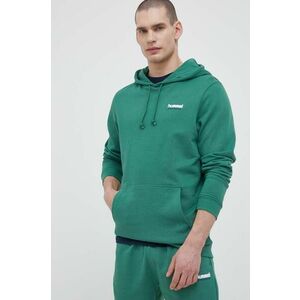 Hummel hanorac de bumbac barbati, culoarea verde, cu glugă, cu imprimeu imagine