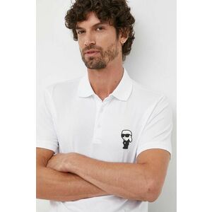 Karl Lagerfeld tricou polo bărbați, culoarea alb, cu imprimeu 500221.745022 imagine