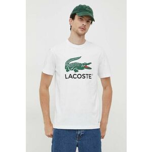 Lacoste tricou din bumbac culoarea alb, cu imprimeu imagine