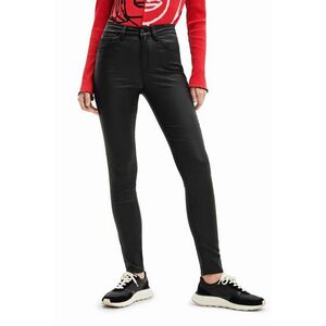 Desigual pantaloni femei, culoarea negru, mulata, high waist imagine