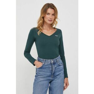 Pepe Jeans longsleeve din bumbac culoarea verde imagine