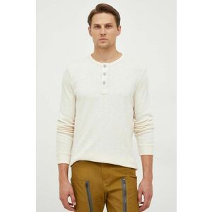 G-Star Raw longsleeve din bumbac culoarea bej, neted imagine