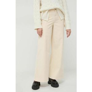 MAX&Co. pantaloni de catifea cord culoarea bej, evazati, high waist imagine