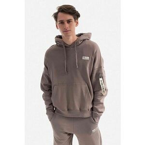 Alpha Industries hanorac de bumbac Organics OS Hoody bărbați, culoarea maro, cu glugă, uni 118349.628-brown imagine