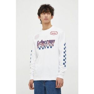 G-Star Raw longsleeve din bumbac culoarea alb, cu imprimeu imagine