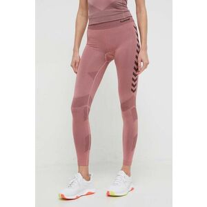 Hummel leggins de antrenament First culoarea roz, modelator imagine