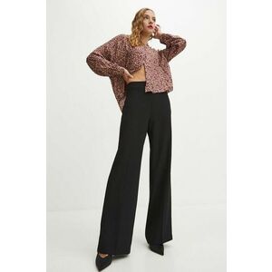 Medicine pantaloni femei, culoarea negru, lat, high waist imagine