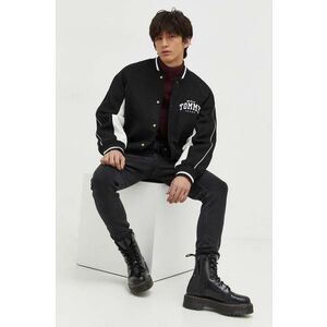 Tommy Jeans jachetă bomber din amestec de lână culoarea negru, de tranziție DM0DM17884 imagine