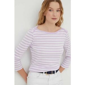 United Colors of Benetton longsleeve din bumbac culoarea violet imagine