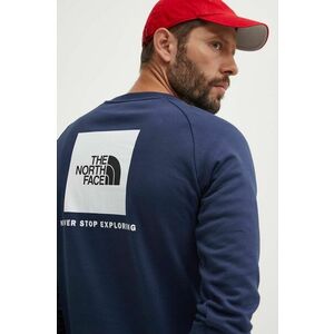 The North Face hanorac de bumbac M Raglan Redbox Crew bărbați, culoarea bleumarin, cu imprimeu, NF0A4SZ98K21 imagine