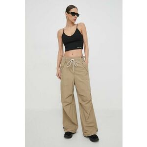 Miss Sixty pantaloni femei, culoarea verde, lat, high waist imagine