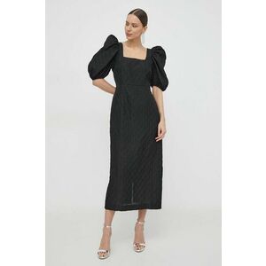 Custommade rochie culoarea negru, midi, evazati imagine