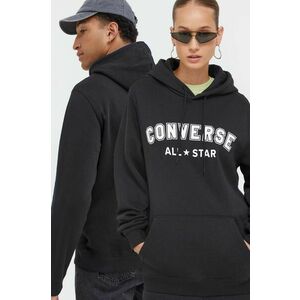 Converse bluza culoarea negru, cu glugă, cu imprimeu imagine