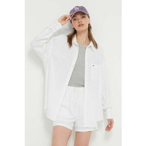 Tommy Jeans cămașă din amestec de in culoarea alb, cu guler clasic, relaxed DW0DW17987 imagine