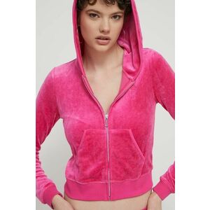 Juicy Couture bluza femei, culoarea roz, cu glugă, cu imprimeu imagine