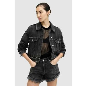 AllSaints geacă din denim CLAUDE FRAY JACKET femei, culoarea negru, de tranziție, W041OA imagine