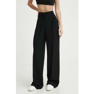 Iceberg pantaloni femei, culoarea negru, drept, high waist imagine