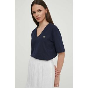 Lacoste tricou din bumbac femei, culoarea albastru marin imagine