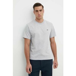 Lacoste tricou din bumbac barbati, culoarea gri, neted, TH7318 imagine