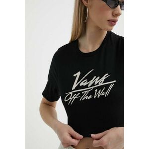 Vans tricou din bumbac femei, culoarea negru imagine