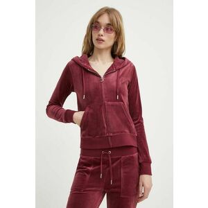 Juicy Couture bluză din velur culoarea bordo, cu glugă, neted, JCAP176 imagine